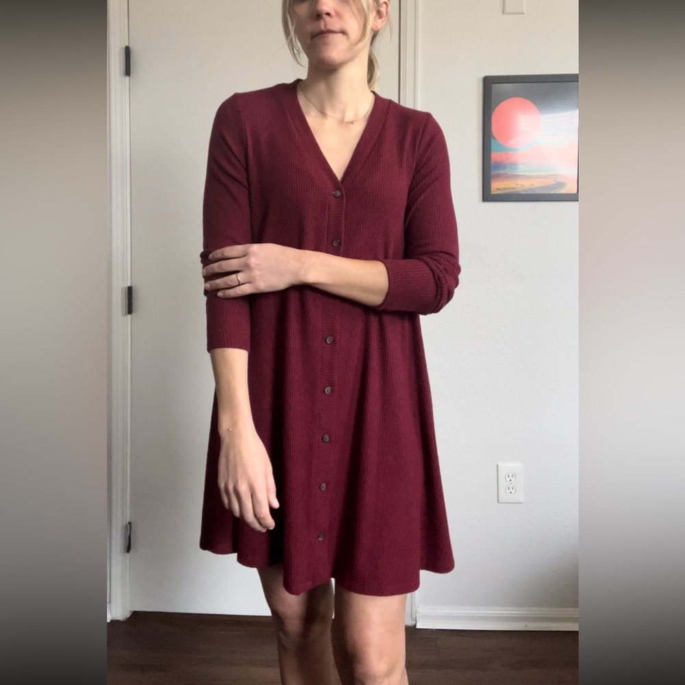 Lulus Sweet Comfort Crimson Red Long-Sleeve Sweater Dress